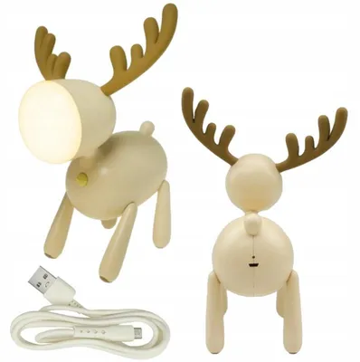 Obrázok produktu pre Detská nočná lampa béžová jeleň + USB kábel dotykový 1W MW20535