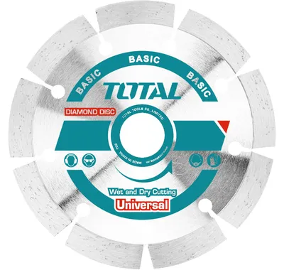 Obrázek produktu pro Diamantový řezný kotouč Total TAC2111153 Diamantový řezný kotouč, segmentový, pro suché a mokré řezání, 115x22,2 mm