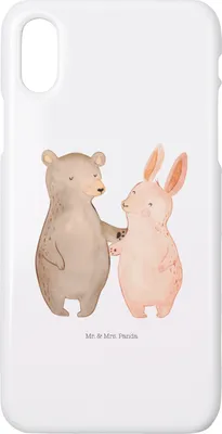 Produktbild von Mr. & Mrs. Panda Iphone 10 Handyhülle Bär und Hase Umarmen - Weiß - Geschenk, für Immer, X, Umarmung, Beste Freundin, Cover, Handy, Freund, Freunde, Best Friends, Hülle