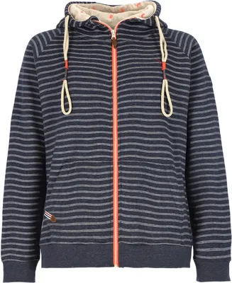 Produktbild von modAS Damen Sweatjacke mit Kapuze - Gestreifte Kapuzenjacke in Marine Größe 3XL