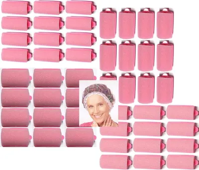 Produktbild von Schlafwickler und Schaumstoffwickler, 4 x 12 Stck. mit Nachtnetz, von einem deutschen Friseurbedarf-Fachhändler