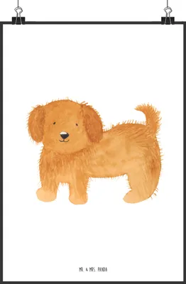 Produktbild von Mr. & Mrs. Panda Bild Hund Flauschig DIN A2 - Weiß - Geschenk, Wandbild, Niedlich, Hundeliebe, drucke, Posterdruck, Hunde, Sprüche, wanddeko, Wanddekoration, Süß