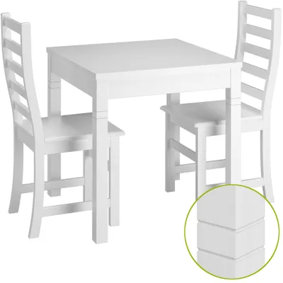 Produktbild von Tisch-und Stuhlset mit Tisch und 2 Stühle skandinavischer Look Massivholz waschweiß 90.70-50 B W-Set 21