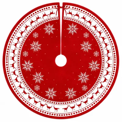 Weihnachtsbaumteppich 120 cm, Rentier & Schneeflocken, rund