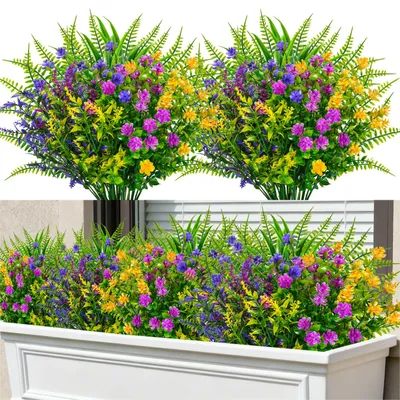 Image de Plantes artificielles – Résistantes aux UV, pour intérieur et extérieur – Décoration pour jardin, terrasse et véranda – Végétation en plastique