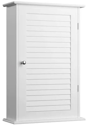 Badkast, 1 Tür, 2 Ebenen, MDF, Weiß, 40x16x60 cm