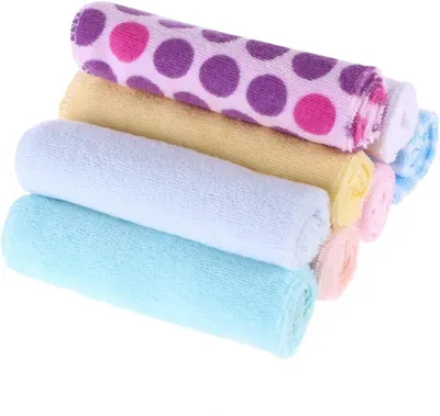 Produktbild von 8 Stück Babyhandtücher aus weicher Baumwolle in verschiedenen Farben für Neugeborene und Kleinkinder