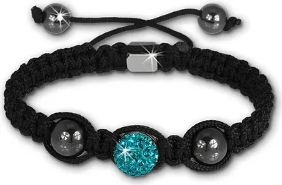 Image de Bracelet Shamballa original Sterlinx avec 1 boule turquoise scintillante SHS11T