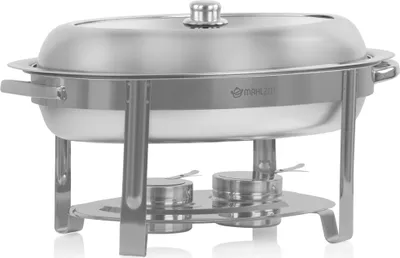 Produktbild von Mahlzeit Edelstahl Chafing Dish oval 5 Liter mit Sichtfenster, Speisenwärmer für Buffet Catering