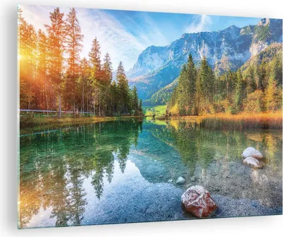 Produktbild von Bilder auf glas - Einteilig - Landschaft Berge Morgendämmerung - 70x50cm - Glasbilder - Wandbilder - Bilder - Wanddekoration aus Glas - Glas Bilder - Wandbild auf Glas - GAA70x50-4456