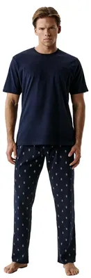 Immagine prodotto di Pigiama Atlantic, motivo stampato blu navy, 100% cotone, taglia M