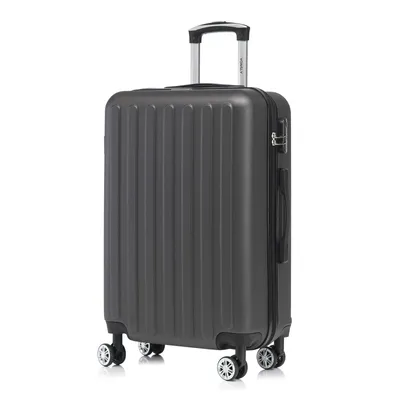 Produktbild von Koffer Trolley Reisekoffer Suitcase, Rollkoffer Handgepäck ,mit 4 Rollen 360°, Hartschalenreisekoffer, Zahlenschloss, Weicher Gummigriff (L, Grau)