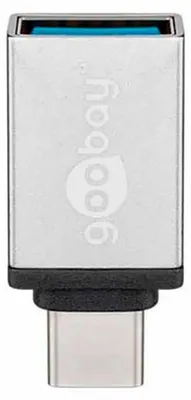 Produktbild von Goobay USB-Adapter USB-C auf USB-A, OTG, silber, 15 W, 3 A, 5 Gbit/s, USB 3.0