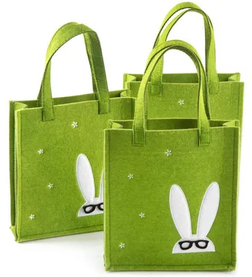 Produktbild von 3 grüne Osternest Verpackungen aus Filz 20 x 18 x 5,5 cm
