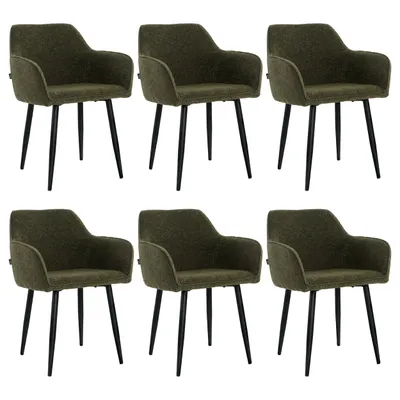 Produktbild von Lina® Diamond Esszimmerstühle 6er Set Bouclé Grün mit Armlehnen – Stilvoll für Esszimmer, Büro und Küche mit schwarzen Metallbeinen