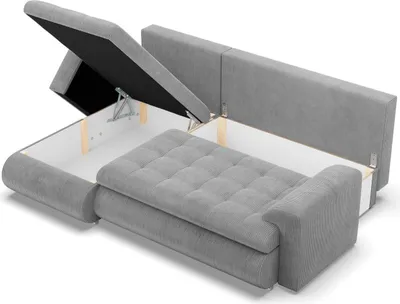 Produktbild von Links Ecksofa mit Schlaffunktion FORESTA, Sofa mit bettkasten 230x159cm, Cord, Grau