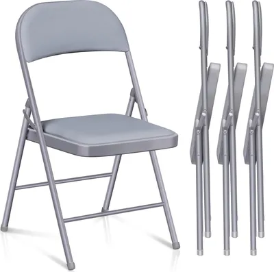 Produktbild von Klappstuhl mit Polster, 4er-Set, Metall, für Büro & Event, Grau