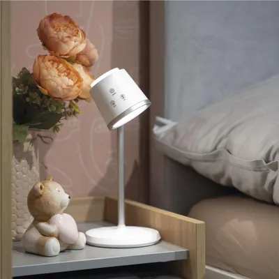 LED stolní lampa ABBIE, nabíjecí, bílá