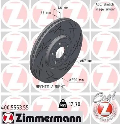 Produktbild von ZIMMERMANN Bremsscheibe Vorne Rechts passend für MERCEDES-BENZ A-Klasse (W177) 350mm 400.5553.55