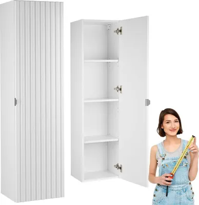 Zdjęcie produktu dla Szafka łazienkowa Astor AMY 35 cm biała ryflowana z chromowanym uchwytem - elegancki, wiszący słupek odporny na wilgoć