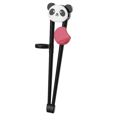 Produktbild von 1 Paar Trainings-Essstäbchen, bequemer Griff, kaubar, ergonomisches Design, breiter Kopf, Cartoon-Esszug, leicht zu reinigen, süßer Bär, Kinder, Lebensmittelqualität, Lern-Essstäbchen, Küchenutensilien