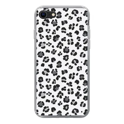 Produktbild von MuchoWow® Handyhülle Schutzhülle Hülle für iPhone SE 2020 Panther Druck - Grau - Abstrakt Silikon Softcase Handy Hülle - Kartenbesitzer