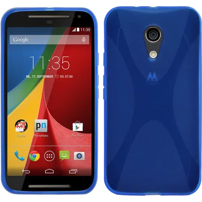 Produktbild von PhoneNatic Case kompatibel mit Motorola Moto G 2014 2. Generation - blau Silikon Hülle X-Style + 2 Schutzfolien