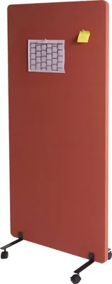 Produktbild von Akustik-Trennwand MCW-G77, Büro-Sichtschutz Raumteiler Pinnwand, doppelwandig rollbar Stoff/Textil  167x80cm braun