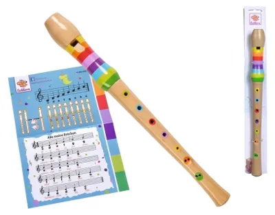 Produktbild von Eichhorn Musik Holzflöte, bunt, 32 cm, inkl. Liederbuch, ab 4 Jahren