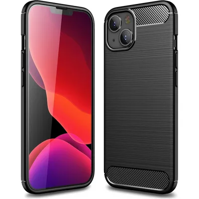 Produktbild von Mobigear Brushed Slim iPhone 14 Hülle Flexibles TPU Backcover - Schwarz