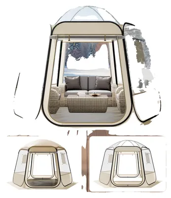 Zdjęcie produktu dla Namiot VEVOR Pop-up Bubble, 305 x 275 x 220 cm, przezroczysty namiot kempingowy, namiot ogrodowy kopułowy typu igloo z oknami, namiot sportowy, widok panoramiczny 540°, dla 4–8 osób, taras, ogród