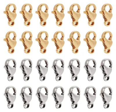 Image de Ensembles de fermoirs pour bijoux - 100 pièces de fermoirs mousqueton de 9 mm en acier inoxydable 304 avec placage en or 24 carats - Pour la fabrication de bijoux, notamment pour bracelets et colliers