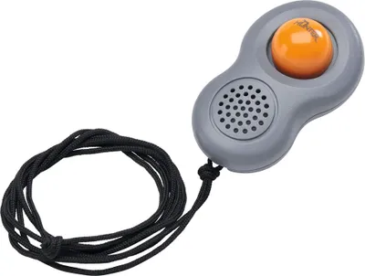 Image de Clicker Hunter avec lanière et boucle de doigt gris/orange 7 x 4 cm
