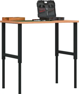 Produktbild von HOMMIE Werkbank 100x60x(71,5-98)cm Massivholz Buche Rechteckig Promotion933997 - Werkbänke