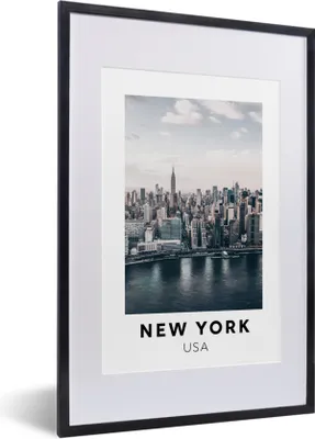 Produktbild von MuchoWow® Gerahmtes Poster Amerika - New York - Architektur 40x60 cm - Poster mit Schwarzem Bilderrahmen Wandposter Rahmen Foto Bilder - Poster in Rahmen