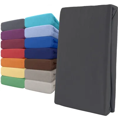 Produktbild von Spannbettlaken Jersey 180-200x200 Anthrazit 100% Baumwolle Rundumgummi