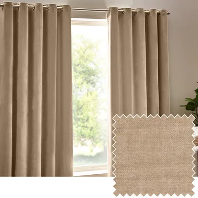 Schwerer Chenille-Samt-Vorhang 2er-Set 229x229 cm Natur