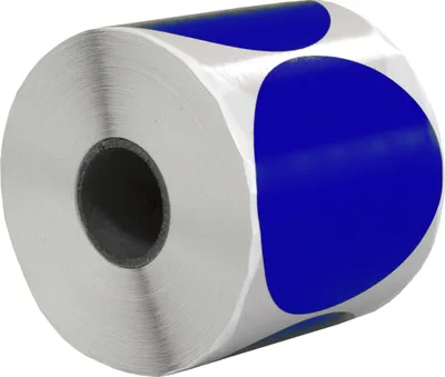 Produktbild von DULA Runde Etiketten - Blau - 65mm - 500 Aufkleber auf Rolle - Siegel - Markierungspunkte - Leere runde Aufkleber auf Rolle
