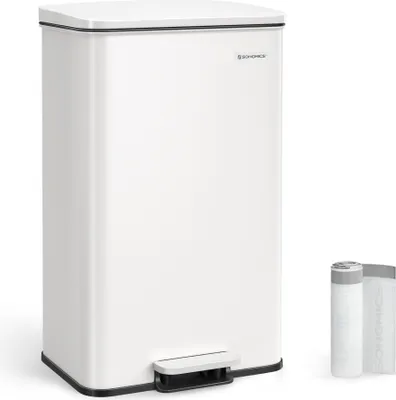 Produktbild von SONGMICS Mülleimer Küche, 40 Liter Abfalleimer, großer Tretmülleimer, mit Deckel, weiß