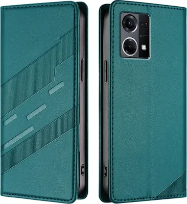 Produktbild von Hülle für Oppo Reno8 4G, Kunstleder Brieftaschen Handyhülle mit Kartenfach und Standfunktion Grün