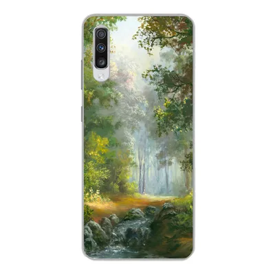 Produktbild von MuchoWow® Handyhülle Schutzhülle Hülle für Samsung Galaxy A70 Wald - Ölgemälde - Sommer Silikon Softcase Handy Hülle - Schutzhaube