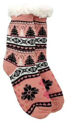 Produktbild von Hüttensocken Kuschelsocken Anti Rutsch Socke, Winter Hausschuhe Socken, Strick Fleece Gefütterte Warme M1-Rosa/36-38