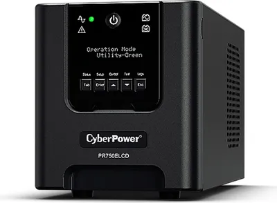 Zdjęcie produktu dla CyberPower PR750ELCDGR, Technologia line-interactive, 0,75 kVA, 675 W, Czysty sinus, 150 V, 301 V
