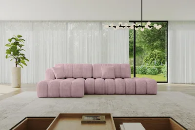 Produktbild von ALTDECOR Ecksofa mit Schlaffunktion und Bettkasten - OLEA-L2-S - 321x164x75 - Rosa - Corner Sofa Eckcouch Couch L-Form, links/rechts angeordnet, Schlafcouch Ausziehbar Wohnlandschaft