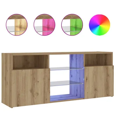 Produktbild von TV-Schrank mit LED-Leuchten Artisan-Eiche 120x30x50 cm