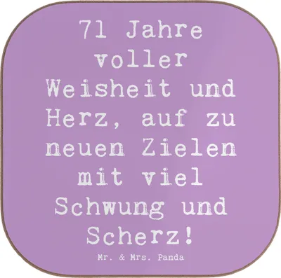 Produktbild von Mr. & Mrs. Panda Untersetzer Glas Spruch 71. Geburtstag - Lavendeltraum - Geschenk, Tassenuntersetzer, Geburtstagsgeschenk, Happy Birthday, Coaster, Flaschenuntersetzer
