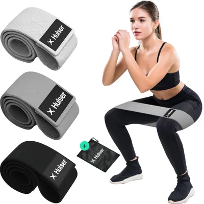 Produktbild von Hulser Fitnessbänder Stoff 3er set - 8 bis 32 kg - 38 cm - Widerstandsbänder - Hip Bands - Stretch Gummizug - Yogaband Bands - Beintraining
