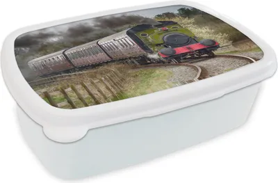 Produktbild von KitchenYeah® Lunchbox Brotzeit Brotdose 17x11 cm Vorderansicht einer Dampflokomotive Kinder Brotzeitdose - Lunch Box - Kinder - Sandwich-Box - Schulbox - Lunch Boxen