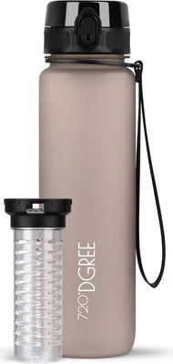 Produktbild von uberBottle softTouch Trinkflasche mit Fruchtbehälter 1000ml / Nougat Brown/ 720DGREE