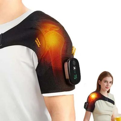 Produktbild von Kabellose beheizte Schulterbandage – Massageauflage mit 3‑stufiger Wärme- & Vibrationsfunktion, Touchscreen-Steuerung, 5000mAh Akku